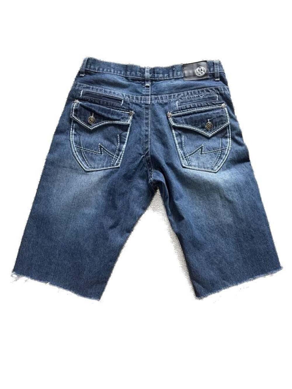 Mark & Dutch Y2K Baggy Denim Jean Shorts with Raw Hem